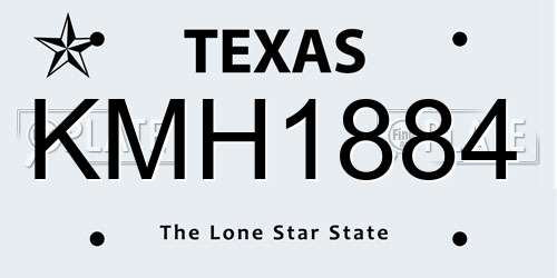 KMH1884 Texas License Plate