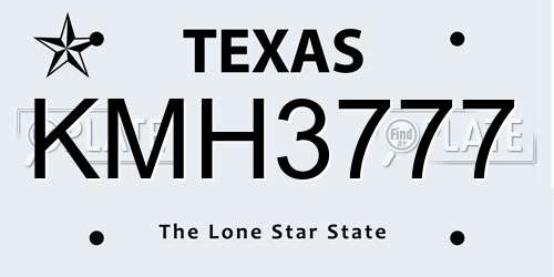 KMH3777 Texas License Plate