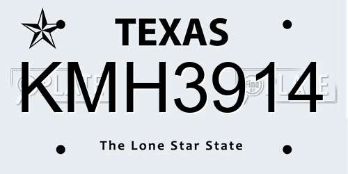 KMH3914 Texas License Plate