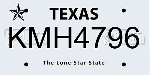 KMH4796 Texas License Plate