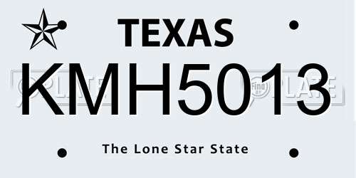 KMH5013 Texas License Plate