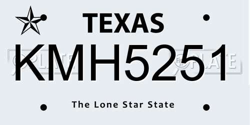 KMH5251 Texas License Plate