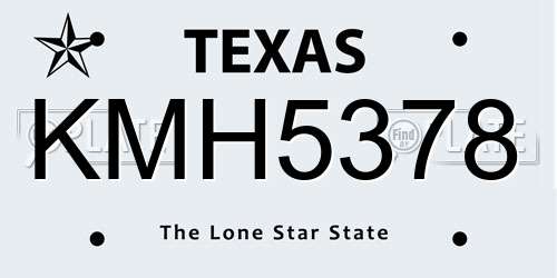 KMH5378 Texas License Plate