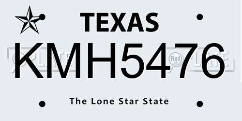 KMH5476 Texas License Plate