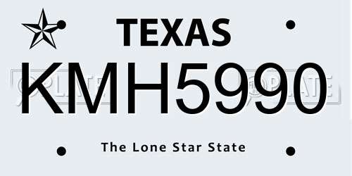 KMH5990 Texas License Plate