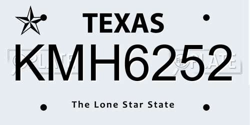 KMH6252 Texas License Plate