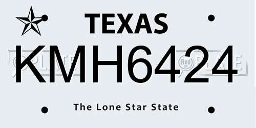 KMH6424 Texas License Plate