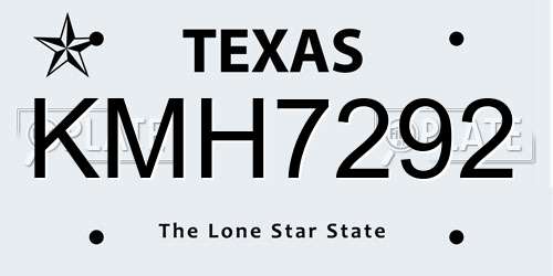 KMH7292 Texas License Plate