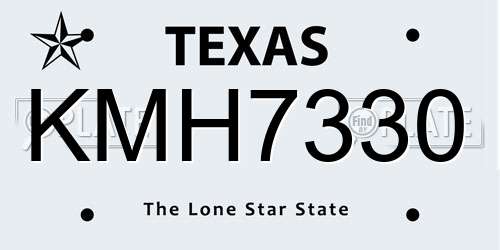 KMH7330 Texas License Plate