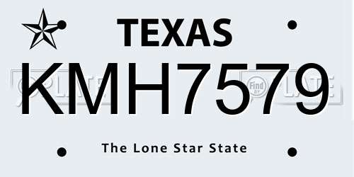 KMH7579 Texas License Plate