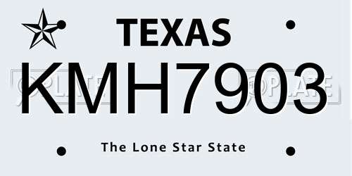 KMH7903 Texas License Plate