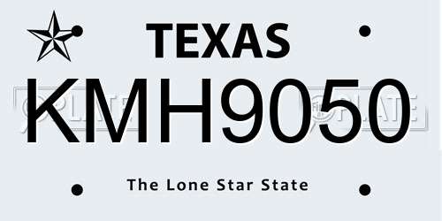 KMH9050 Texas License Plate