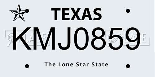 KMJ0859 Texas License Plate