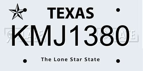 KMJ1380 Texas License Plate
