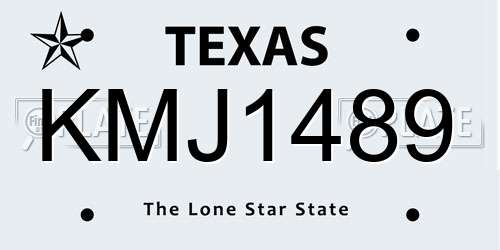 KMJ1489 Texas License Plate