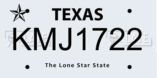KMJ1722 Texas License Plate