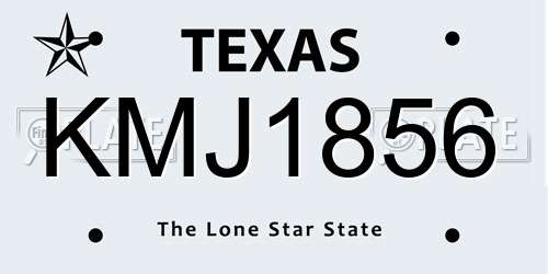 KMJ1856 Texas License Plate