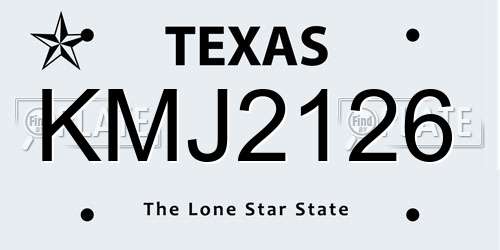 KMJ2126 Texas License Plate