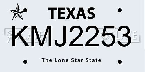 KMJ2253 Texas License Plate