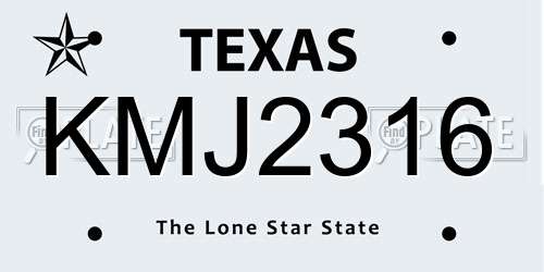 KMJ2316 Texas License Plate