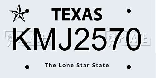 KMJ2570 Texas License Plate