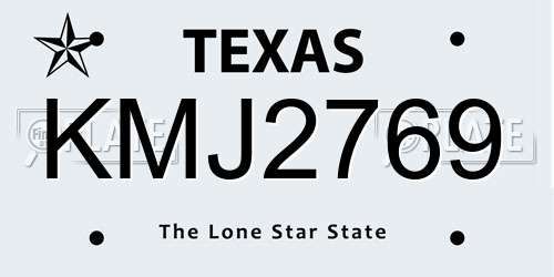 KMJ2769 Texas License Plate