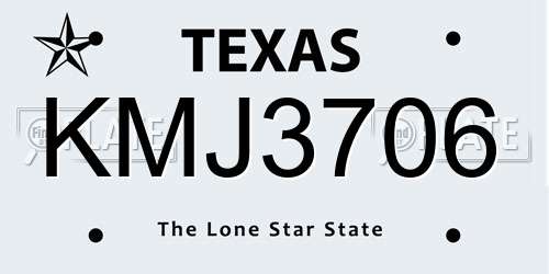 KMJ3706 Texas License Plate