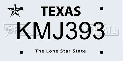 KMJ393 Texas License Plate