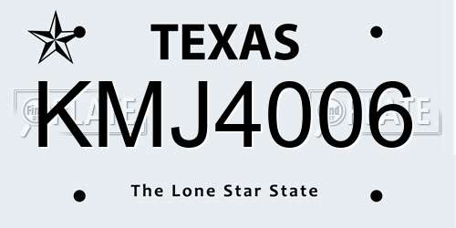 KMJ4006 Texas License Plate