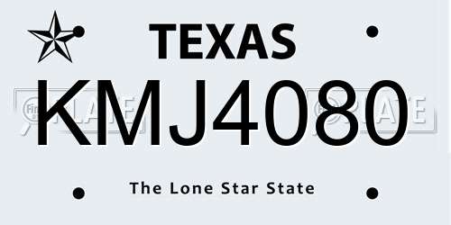 KMJ4080 Texas License Plate