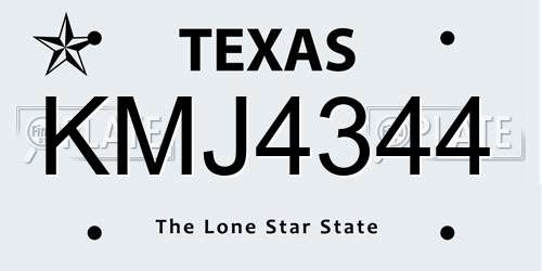 KMJ4344 Texas License Plate