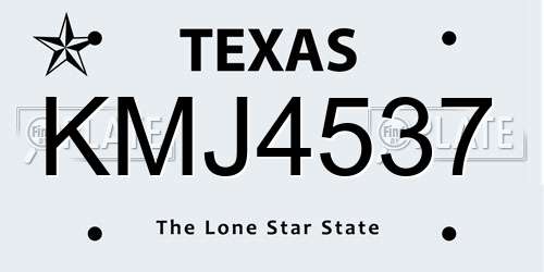 KMJ4537 Texas License Plate