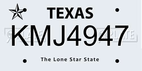 KMJ4947 Texas License Plate