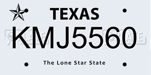 KMJ5560 Texas License Plate