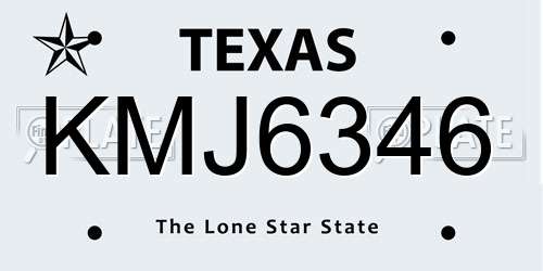 KMJ6346 Texas License Plate