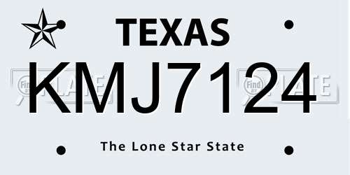 KMJ7124 Texas License Plate
