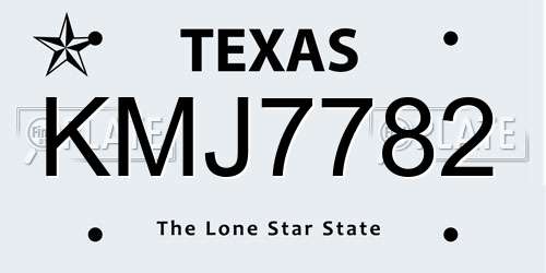 KMJ7782 Texas License Plate