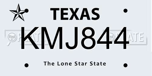 KMJ844 Texas License Plate