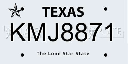KMJ8871 Texas License Plate