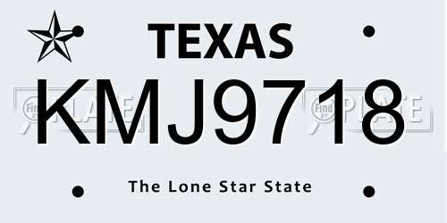 KMJ9718 Texas License Plate