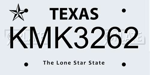KMK3262 Texas License Plate