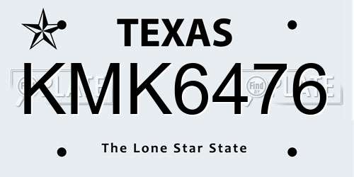 KMK6476 Texas License Plate
