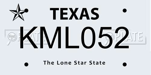 KML052 Texas License Plate