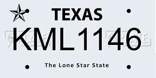 KML1146 Texas License Plate