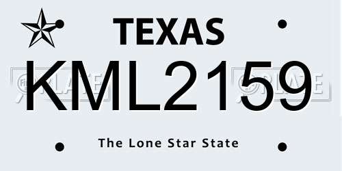KML2159 Texas License Plate
