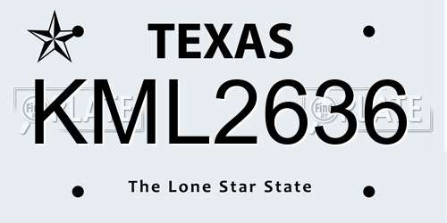 KML2636 Texas License Plate