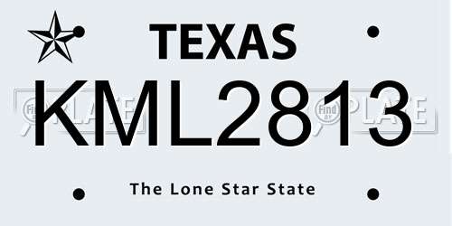 KML2813 Texas License Plate