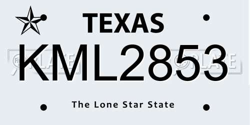 KML2853 Texas License Plate