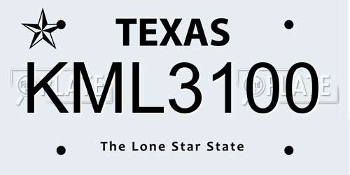 KML3100 Texas License Plate