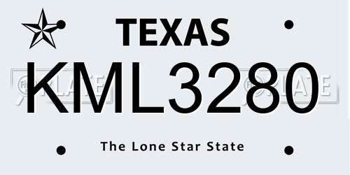 KML3280 Texas License Plate